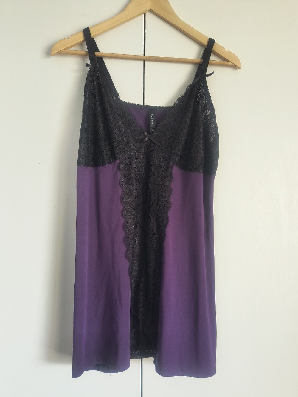 Torrid Purple Lace Trim Nightgown Pajamas Sz 1 UnLined Sheer Lace Cups on Top
